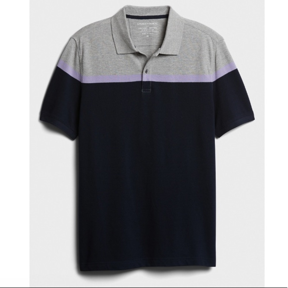 Banana Republic Organic Cotton Chest Stripe Pique Polo